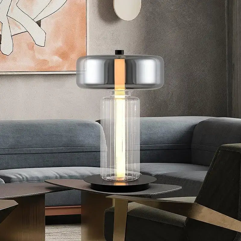 Nordic ribbed glass chrome art desk lamp for bedroom