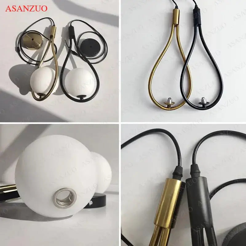 Elegant teardrop glass ball brass pendant light bedroom decor