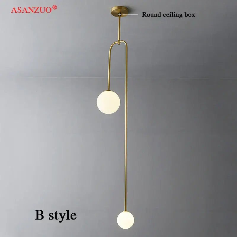 Minimalist glass ball brass pendant lights for bedroom lighting