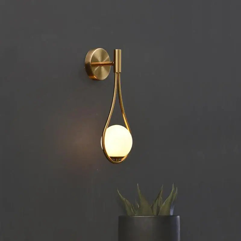 Elegant teardrop ball brass wall lamp bedroom lighting