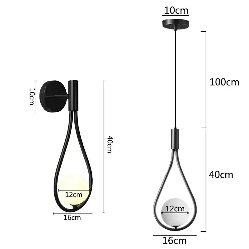 Elegant teardrop ball brass wall lamp bedroom lighting
