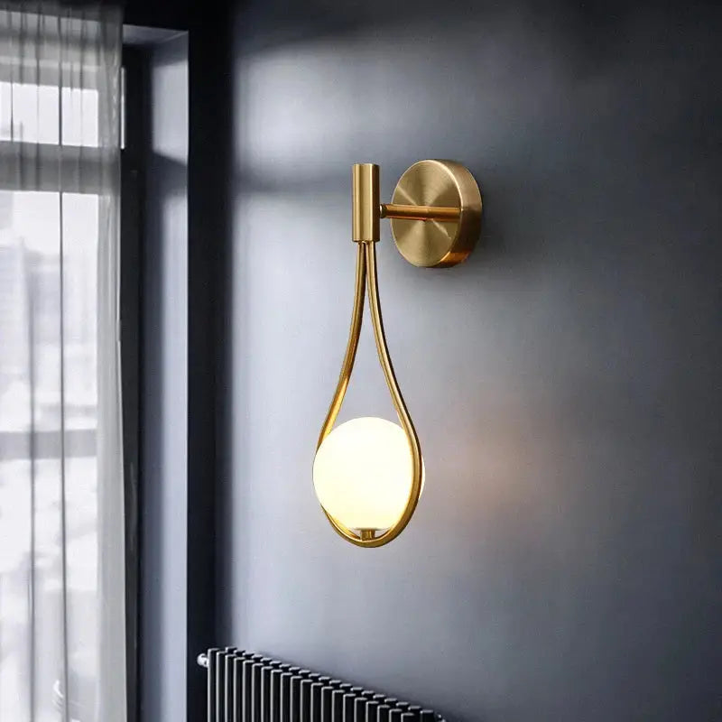 Elegant teardrop ball brass wall lamp bedroom lighting