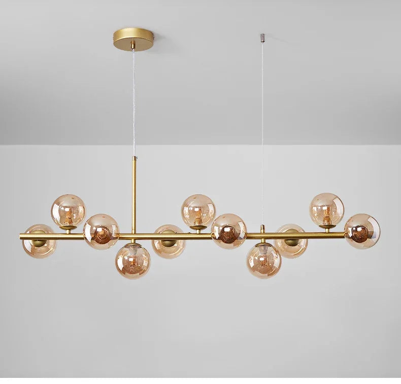 Modern gold glass ball ceiling chandelier dining room light