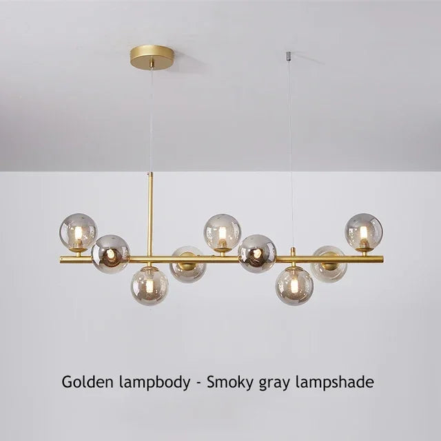 Modern gold glass ball ceiling chandelier dining room light