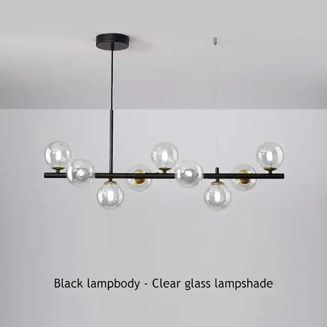 Modern gold glass ball ceiling chandelier dining room light