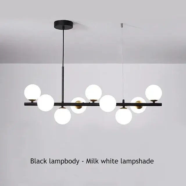 Modern gold glass ball ceiling chandelier dining room light