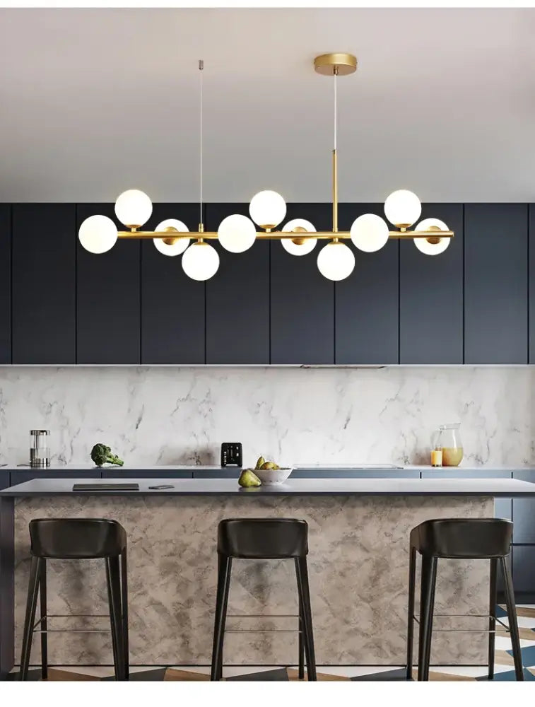 Modern gold glass ball ceiling chandelier dining room light