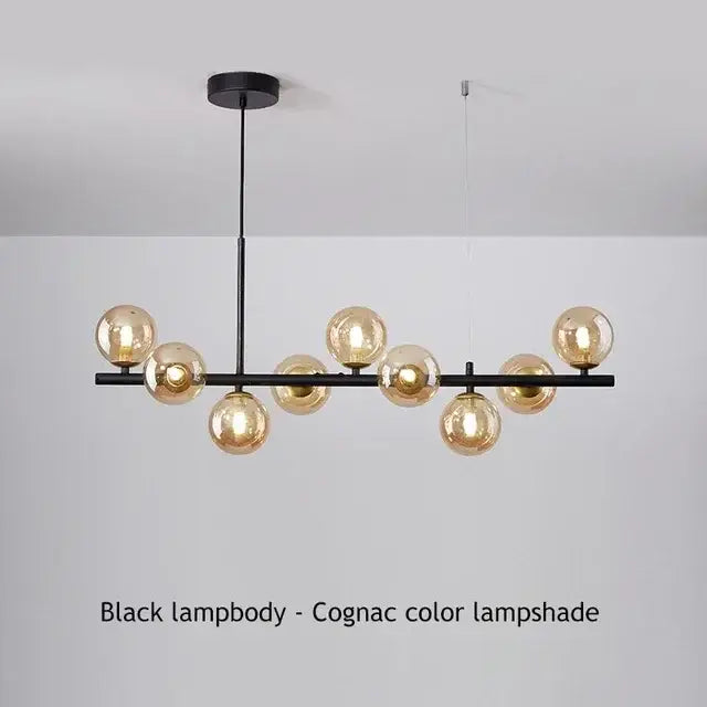 Modern gold glass ball ceiling chandelier dining room pendant light