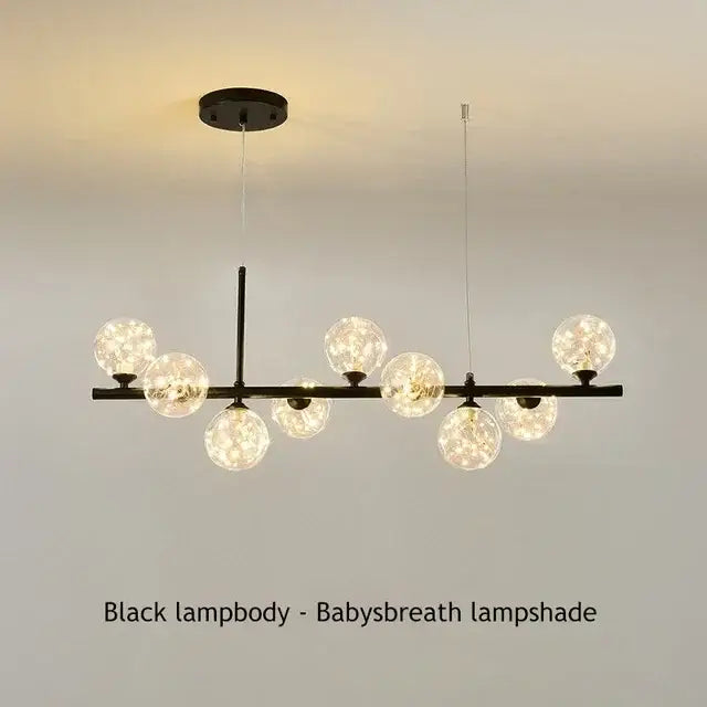Modern gold glass ball ceiling chandelier dining room pendant light
