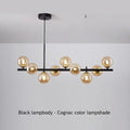 Modern black and amber glass ball ceiling chandelier dining room