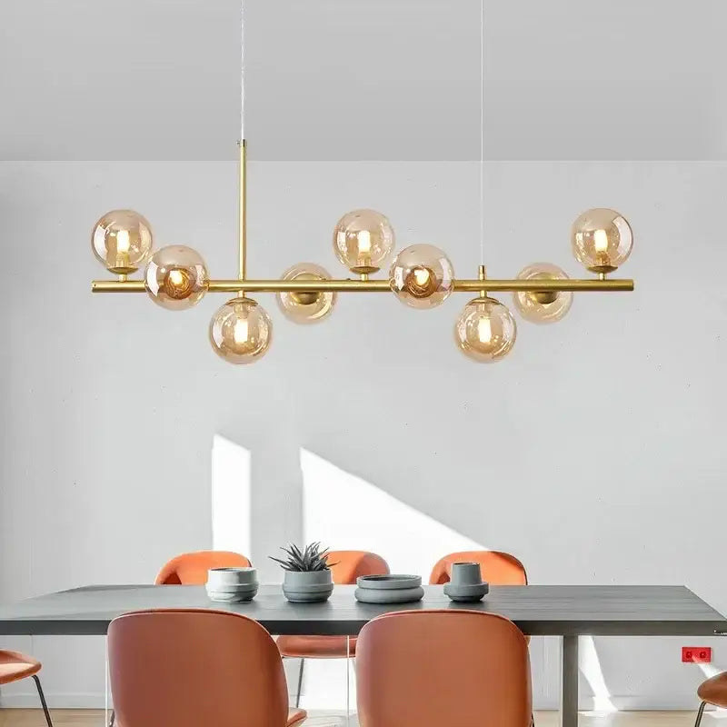 Modern gold glass ball ceiling chandelier dining room pendant light