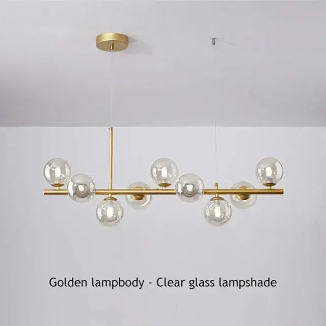 Modern gold glass ball ceiling chandelier dining room pendant light