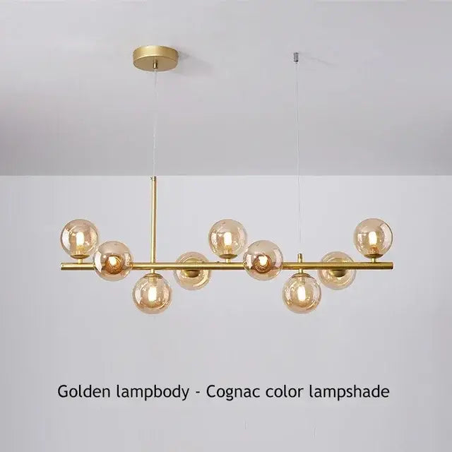 Modern gold glass ball ceiling chandelier dining room pendant light