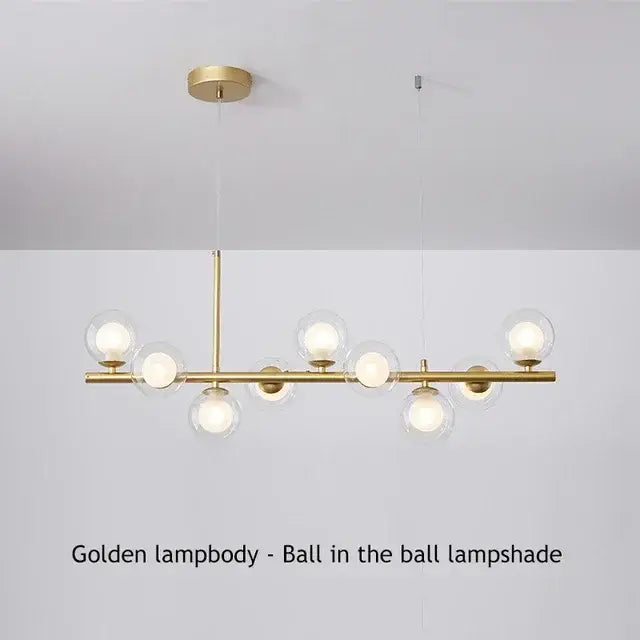 Modern black and amber glass ball ceiling chandelier dining room