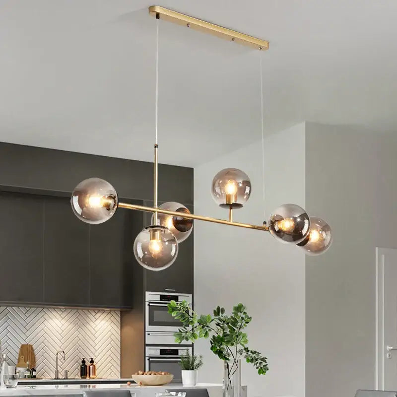 Modern black glass ball ceiling chandelier dining room