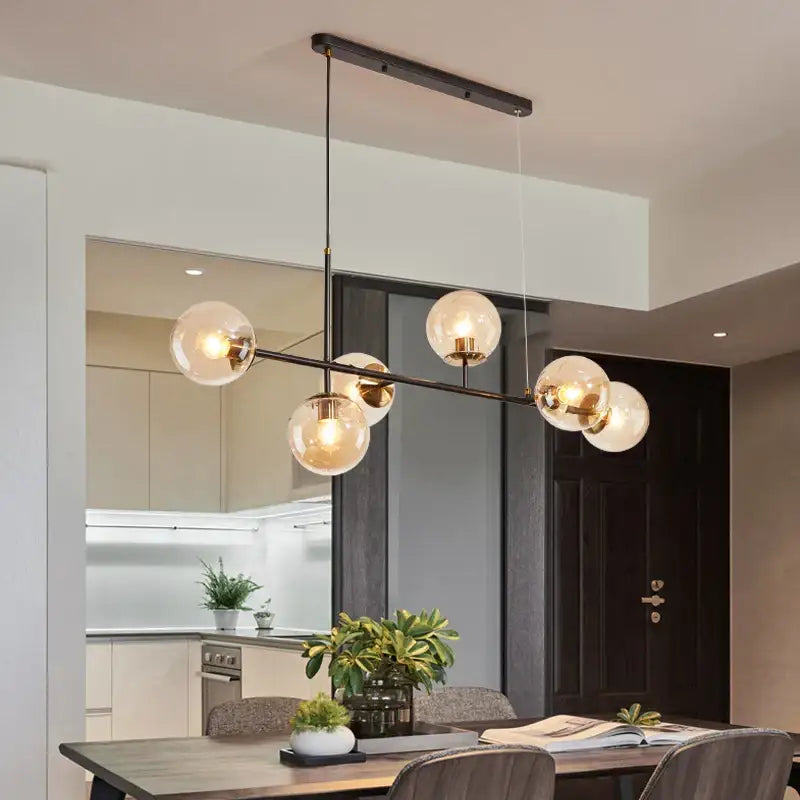 Modern black glass ball ceiling chandelier dining room