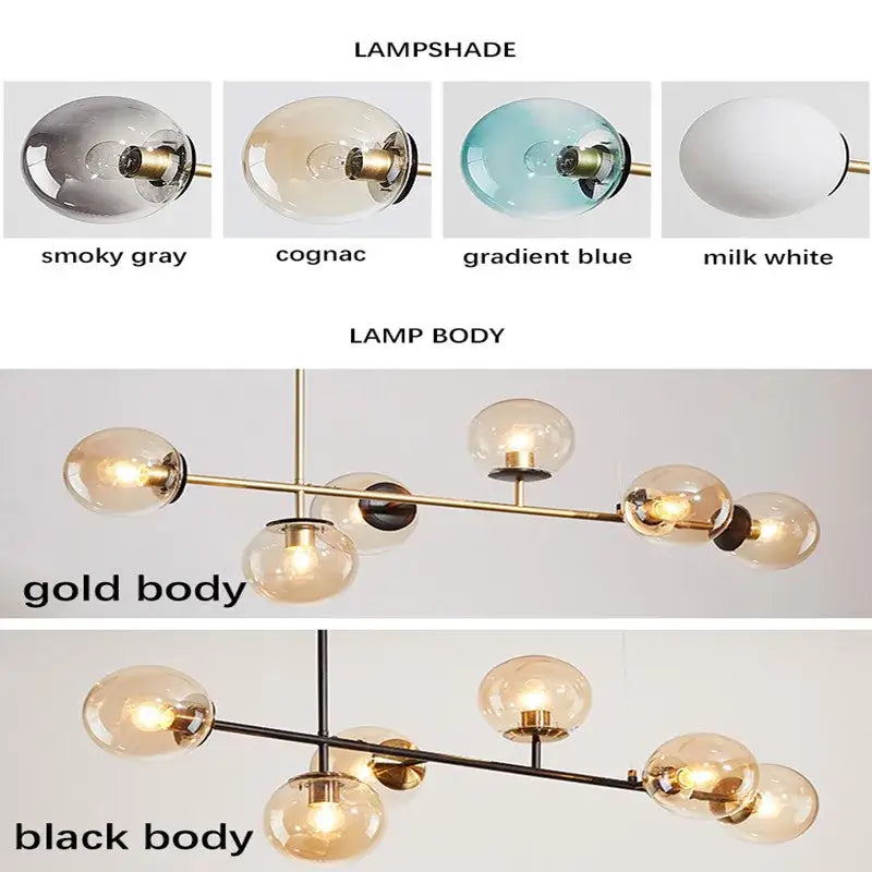 Modern black glass ball ceiling chandelier dining room