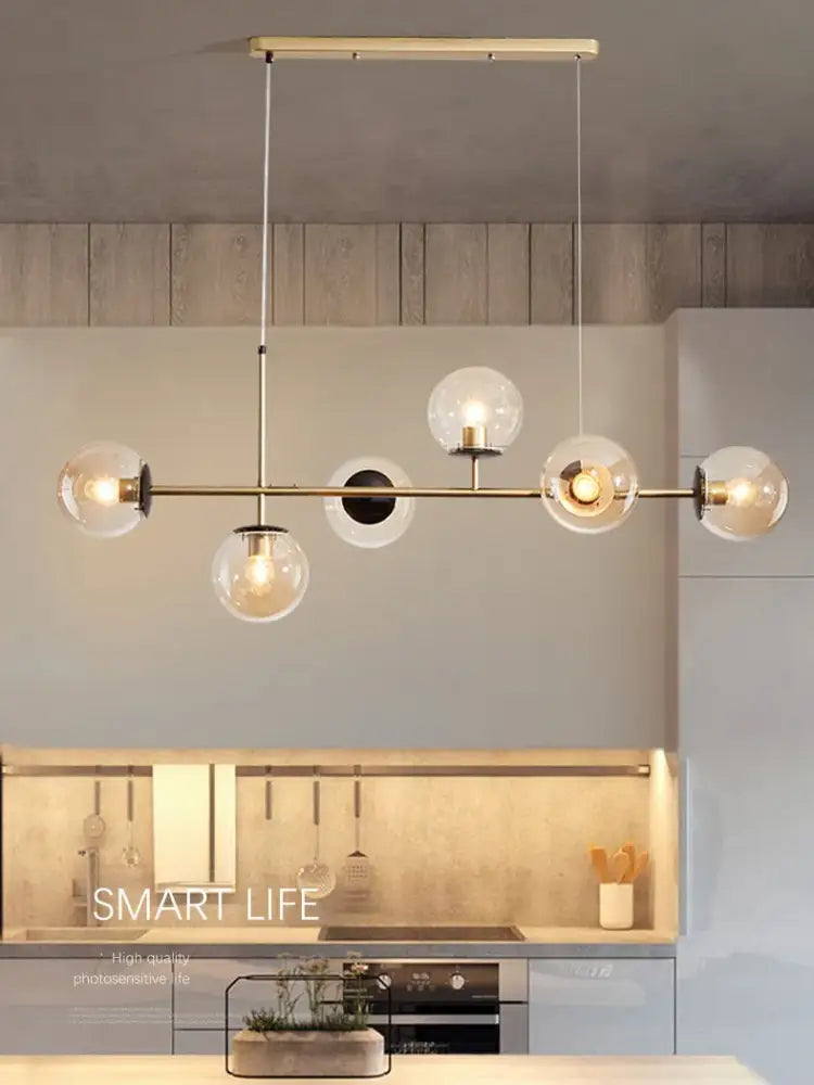 Modern black glass ball ceiling chandelier dining room