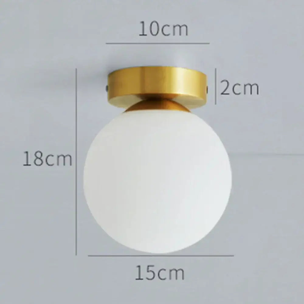 Modern brass glass ball ceiling light for bedroom decor
