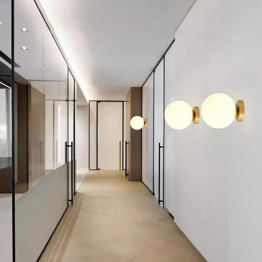 Modern brass glass ball ceiling light for bedroom decor