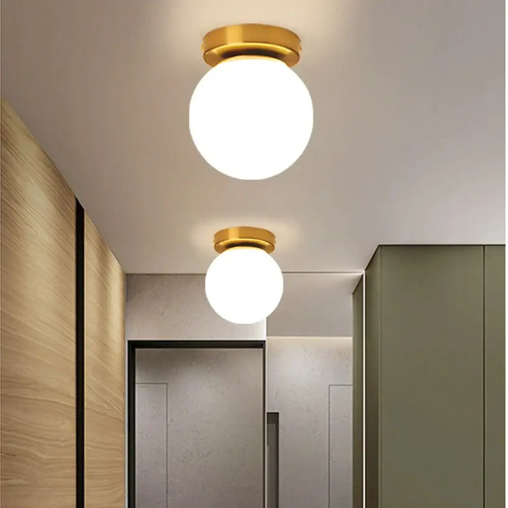 Modern brass glass ball ceiling light for bedroom decor