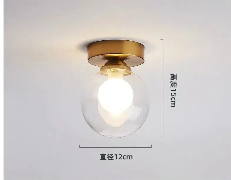 Modern brass & black glass ball ceiling light for living room