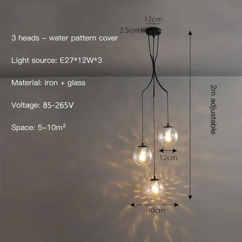 Modern black glass ball chandelier dining room pendant light