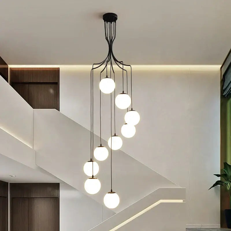 Modern black glass ball chandelier dining room pendant light