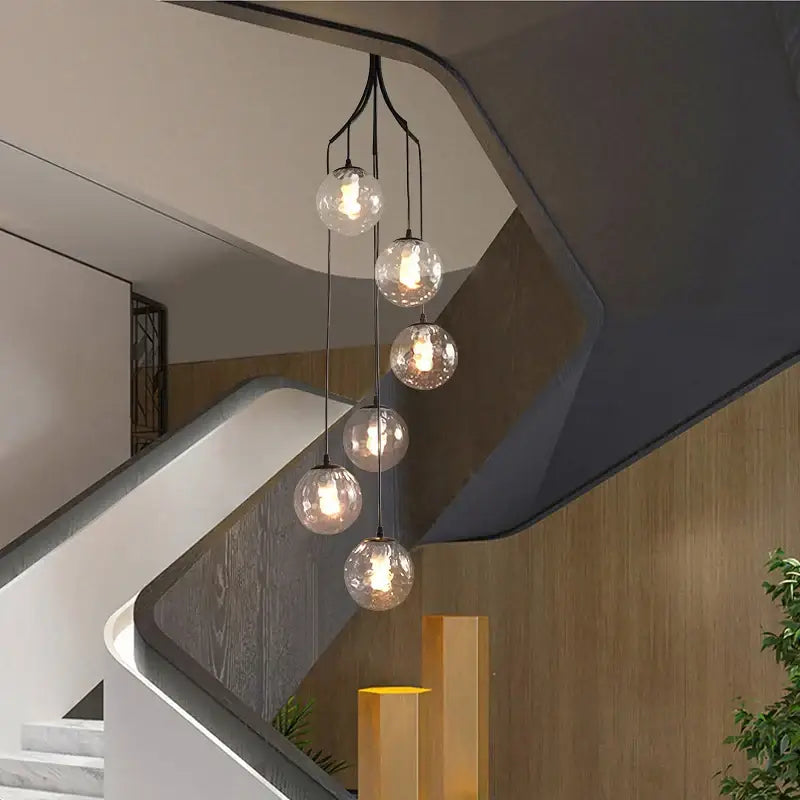 Modern black glass ball chandelier dining room pendant light