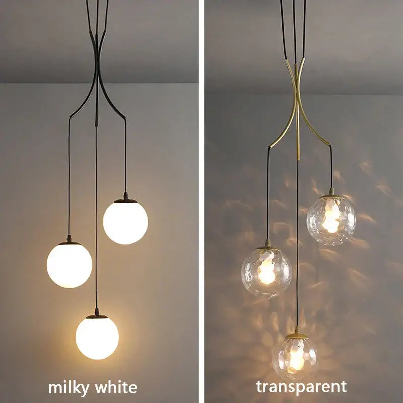 Modern black glass ball chandelier dining room pendant light