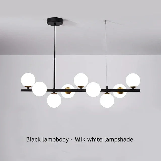 Modern gold glass ball chandelier dining room warm light