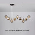 Modern black and smoky gray glass ball chandelier dining room