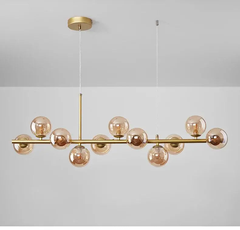 Modern black and smoky gray glass ball chandelier dining room