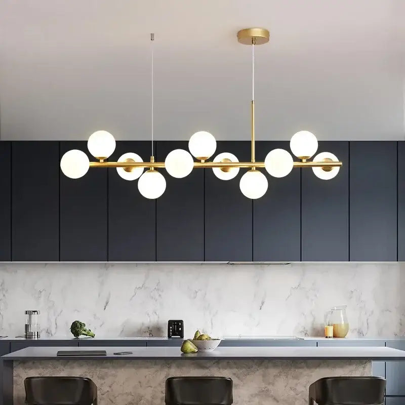 Modern black and smoky gray glass ball chandelier dining room