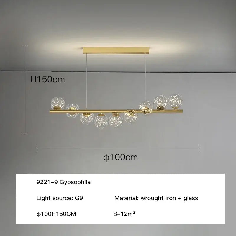 Modern gold glass ball chandelier dining room pendant light