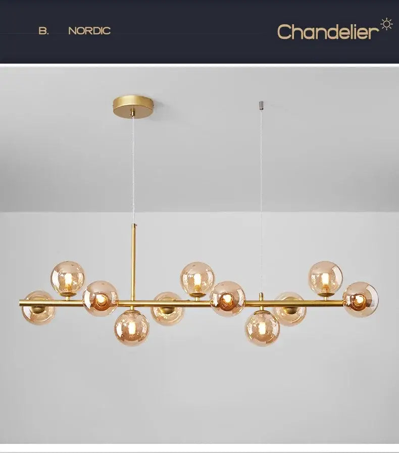 Modern black glass ball chandelier living room lighting