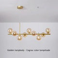 Modern gold glass ball chandelier dining room cognac pendant light