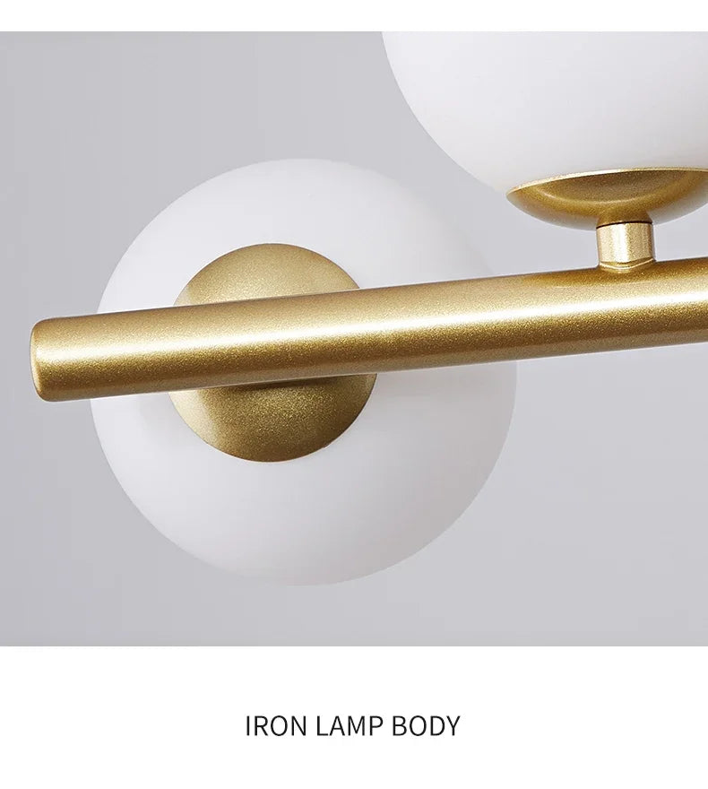 Modern gold glass ball chandelier living room brass ceiling light