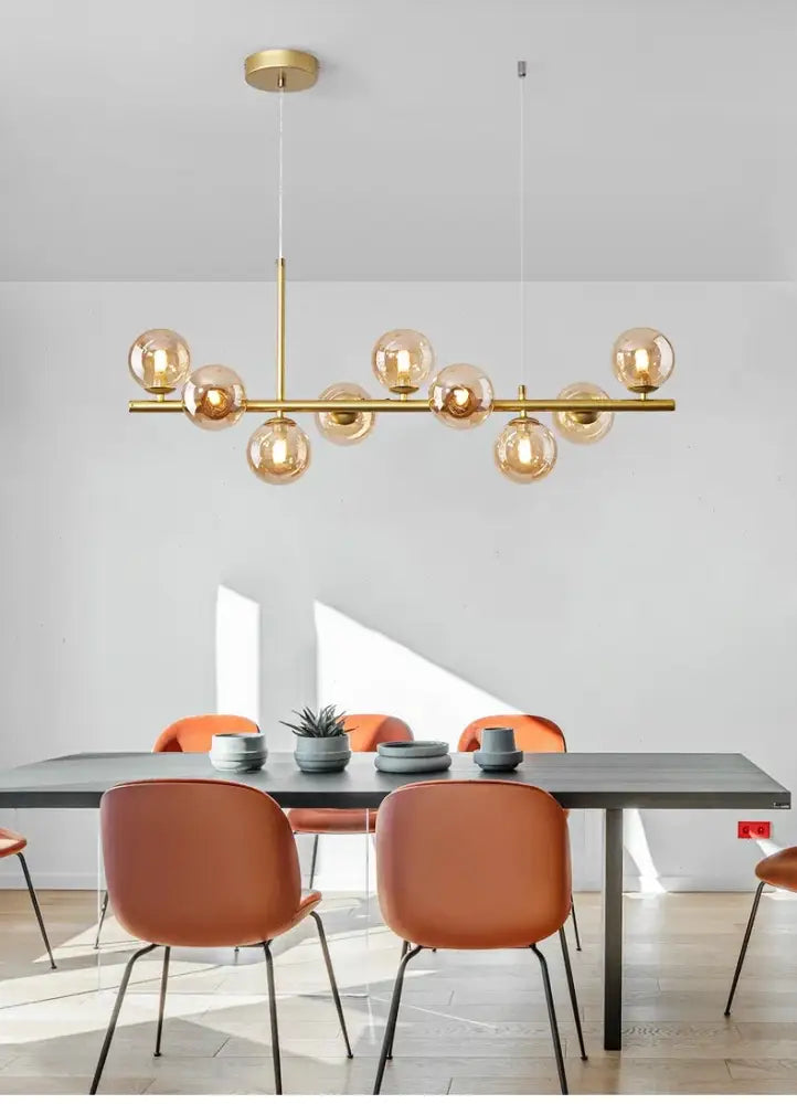 Modern gold glass ball chandelier living room brass ceiling light