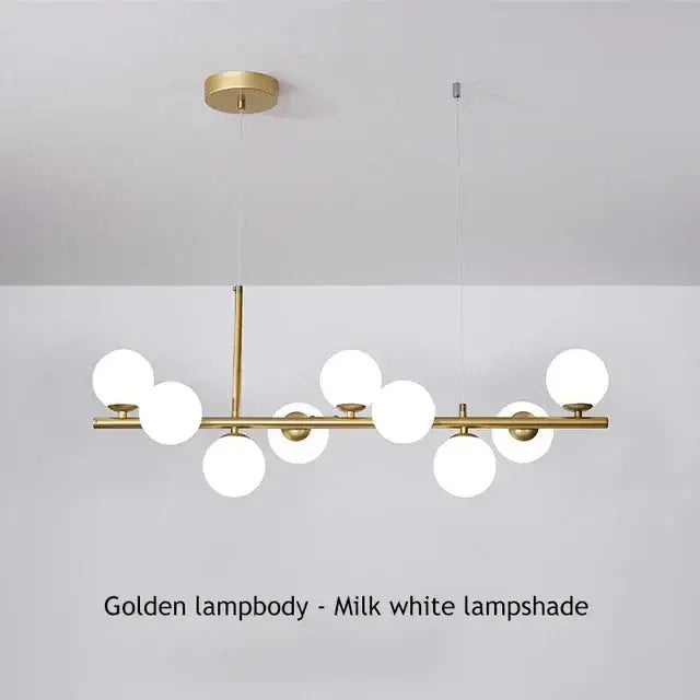 Modern gold glass ball chandelier living room brass ceiling light