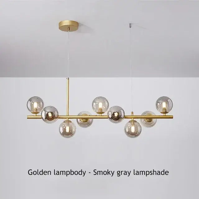 Modern gold glass ball chandelier living room brass ceiling light
