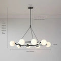 Modern black six light glass ball chandelier dining room pendant light