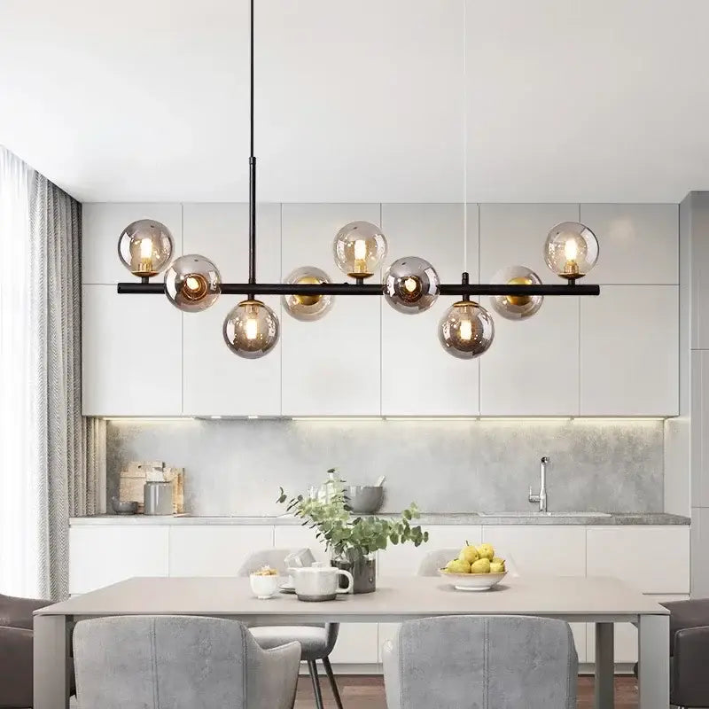 Modern black glass ball chandelier dining room frosted lighting fixture