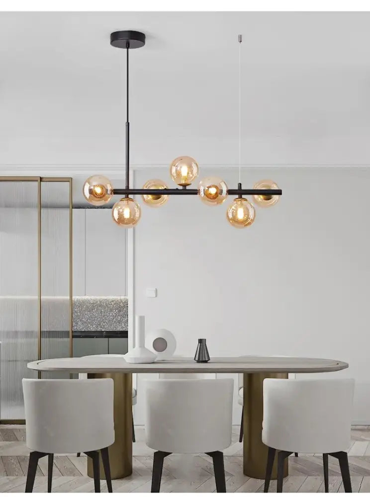 Modern black glass ball chandelier dining room frosted lighting fixture