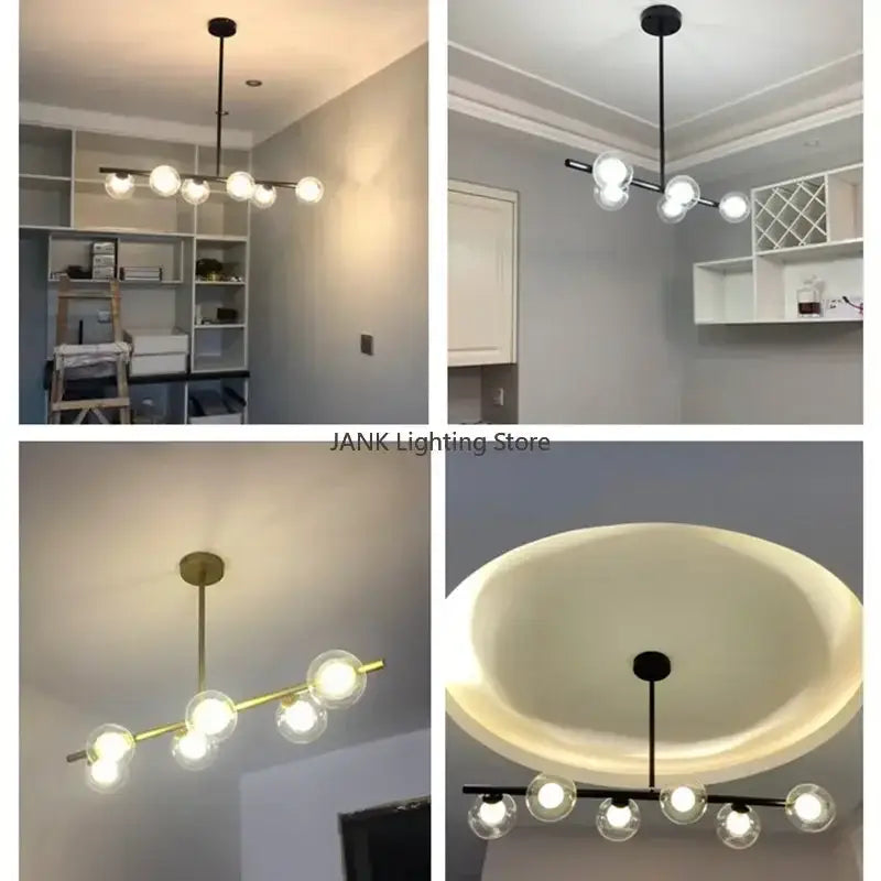 Modern gold glass ball chandelier dining room led pendant light