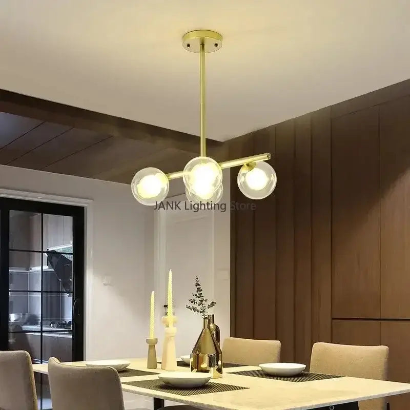 Modern gold glass ball chandelier dining room led pendant light