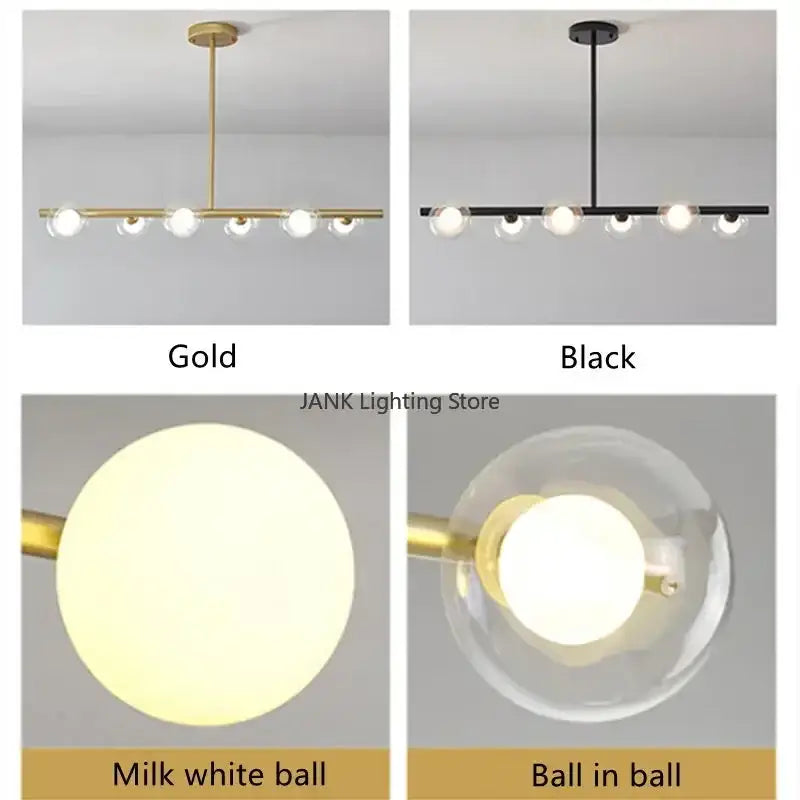 Modern gold glass ball chandelier dining room led pendant light