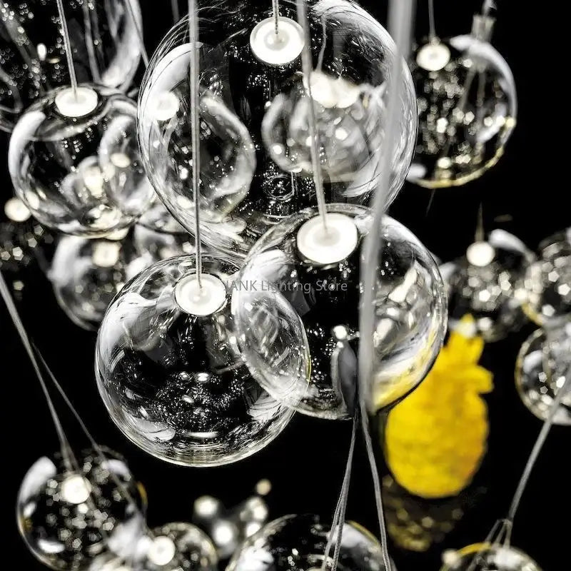 Modern gold glass ball chandelier dining room pendant light
