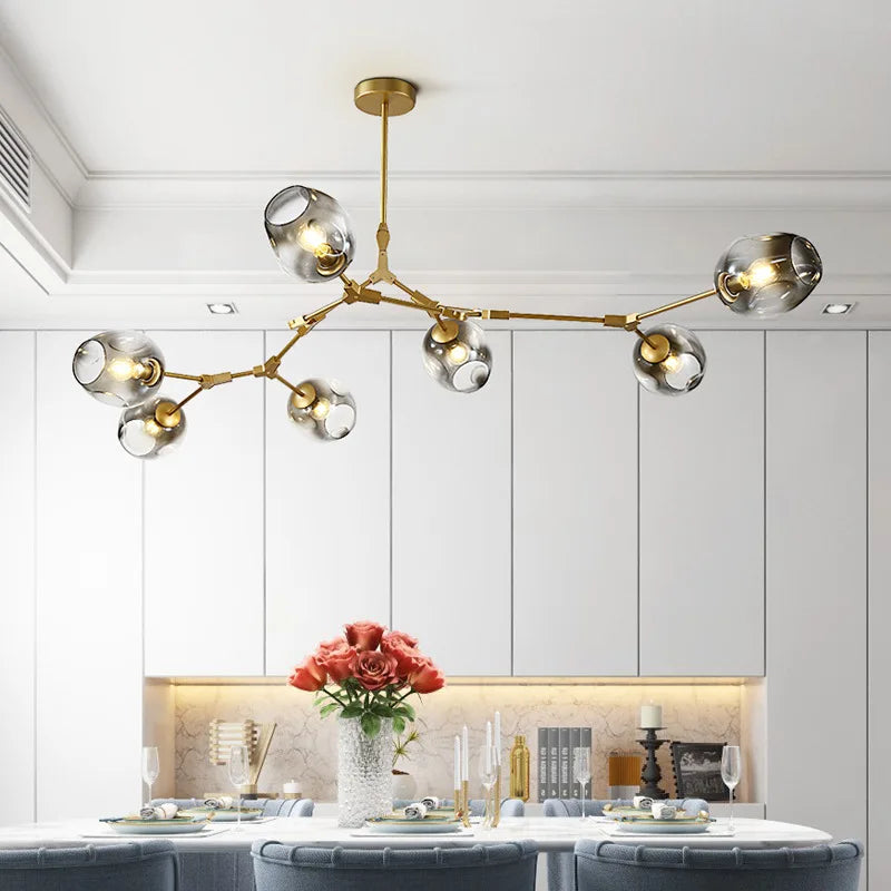 Nordic clear glass ball led chandelier dining room pendant light
