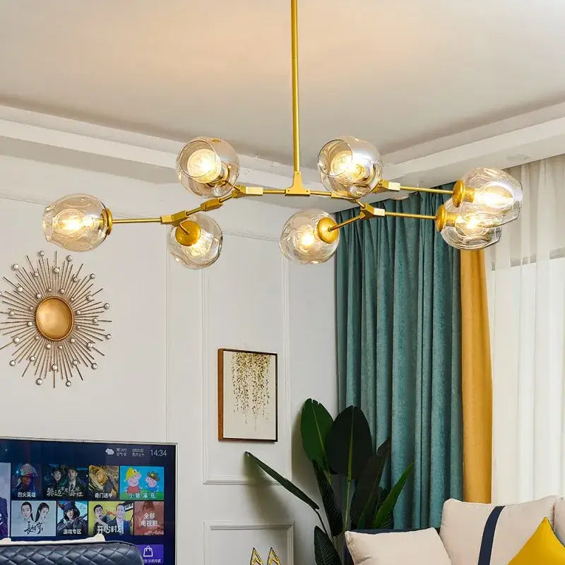 Nordic clear glass ball led chandelier dining room pendant light